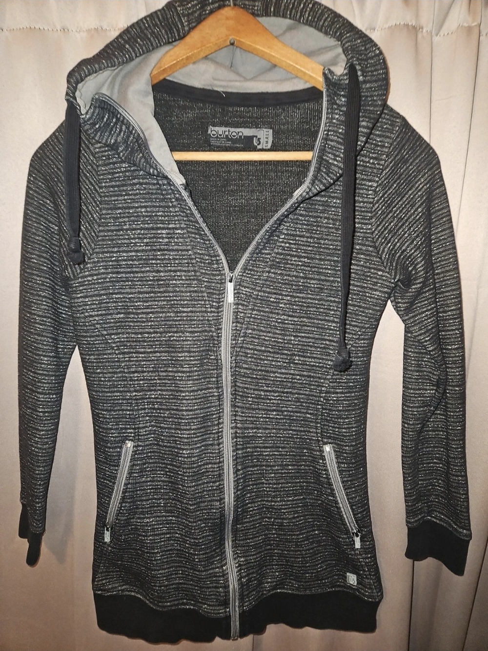 Burton Women's Charcoal Heather Full-Zip Hooded Sweatshirt Small